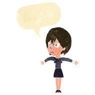cartoon annoyed girl with speech bubble N4