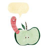 cartoon apple with worm speech bubble N9