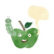cartoon apple with bug speech bubble N4