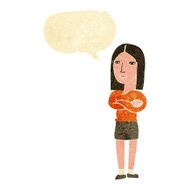 cartoon woman with folded arms speech bubble N6