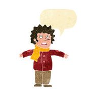 cartoon surprised man with speech bubble N26