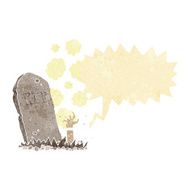 cartoon zombie rising from grave with speech bubble N2
