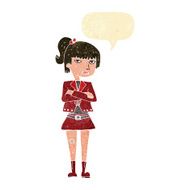 cartoon cool girl with speech bubble N5