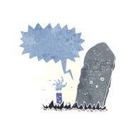 cartoon zombie rising from grave with speech bubble N3