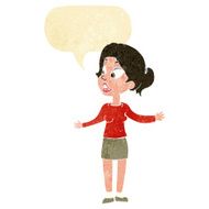 cartoon pretty woman explaining something with speech bubble N2