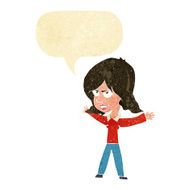 cartoon woman gesturing with speech bubble N6
