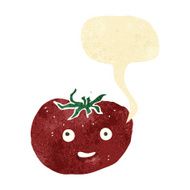 cartoon tomato with speech bubble N6