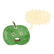 cartoon shiny apple with speech bubble