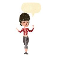 cartoon cool girl with speech bubble N6