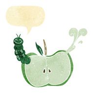 cartoon apple with bug speech bubble N6