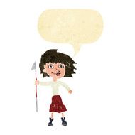 cartoon woman with spear speech bubble N2
