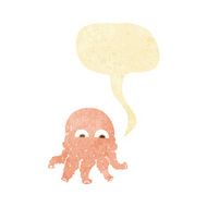 cartoon alien squid face with speech bubble N6
