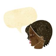 cartoon female face with narrowed eyes speech bubble N2