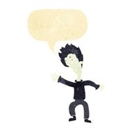 cartoon halloween vampire with speech bubble N3