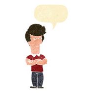 cartoon man with folded arms speech bubble N5
