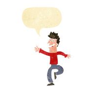 cartoon happy man with speech bubble N85