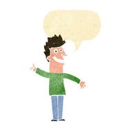cartoon happy man with speech bubble N86