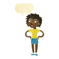 cartoon woman with hands on hips speech bubble N44