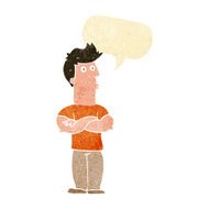 cartoon man with folded arms speech bubble N6