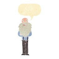 cartoon bearded old man with speech bubble N8