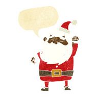 cartoon santa claus punching air with speech bubble N4