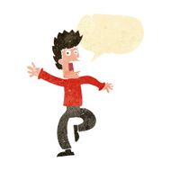 cartoon frightened man with speech bubble N14