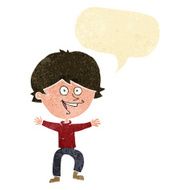 cartoon happy boy laughing with speech bubble N5