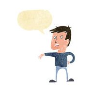 cartoon man making camp gesture with speech bubble N6