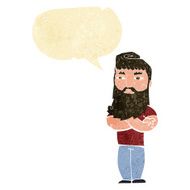 cartoon serious man with beard speech bubble N4