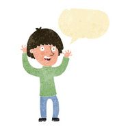 cartoon happy boy laughing with speech bubble N6