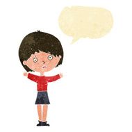 cartoon worried woman with speech bubble N14