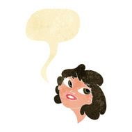 cartoon happy woman with speech bubble N50