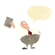 cartoon happy boss with file speech bubble N2