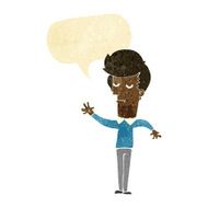 cartoon bored man waving with speech bubble N2