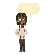cartoon long mustache man with folded arms speech bubble N2