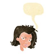 cartoon female face with speech bubble N28