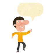 cartoon happy man dancing with speech bubble N7