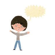 cartoon worried woman with speech bubble N15