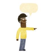 cartoon man pointing with speech bubble N39