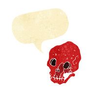 cartoon spooky skull with speech bubble N30