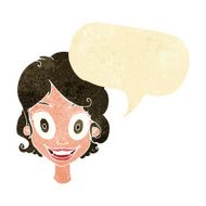 cartoon happy woman with speech bubble N51
