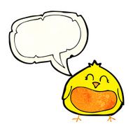 cartoon fat bird with speech bubble N10