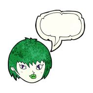 cartoon vampire girl face with speech bubble N3