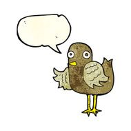 cartoon bird waving wing with speech bubble N3
