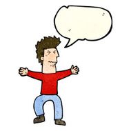 cartoon stressed out man with speech bubble N5