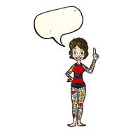 cartoon woman covered in tattoos with speech bubble N3