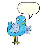 cartoon bird waving wing with speech bubble N4