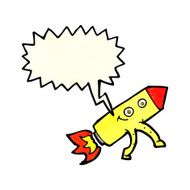 cartoon happy rocket with speech bubble N3