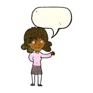 cartoon friendly woman with speech bubble N15