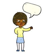 cartoon welcoming woman with speech bubble N3